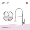 Canilla Monomando Lavaplatos Flexible Griferia Cocina Plateado/Gris