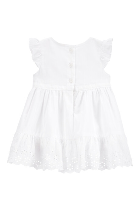Vestido de algodón, con texturas y ojales, blanco Sin color
