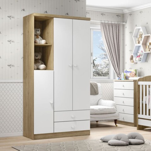 Ropero 3 Puertas Bala De Menta 110 HENN RUST/BC Ropero 3 Puertas Bala De Menta 110 HENN RUST/BC