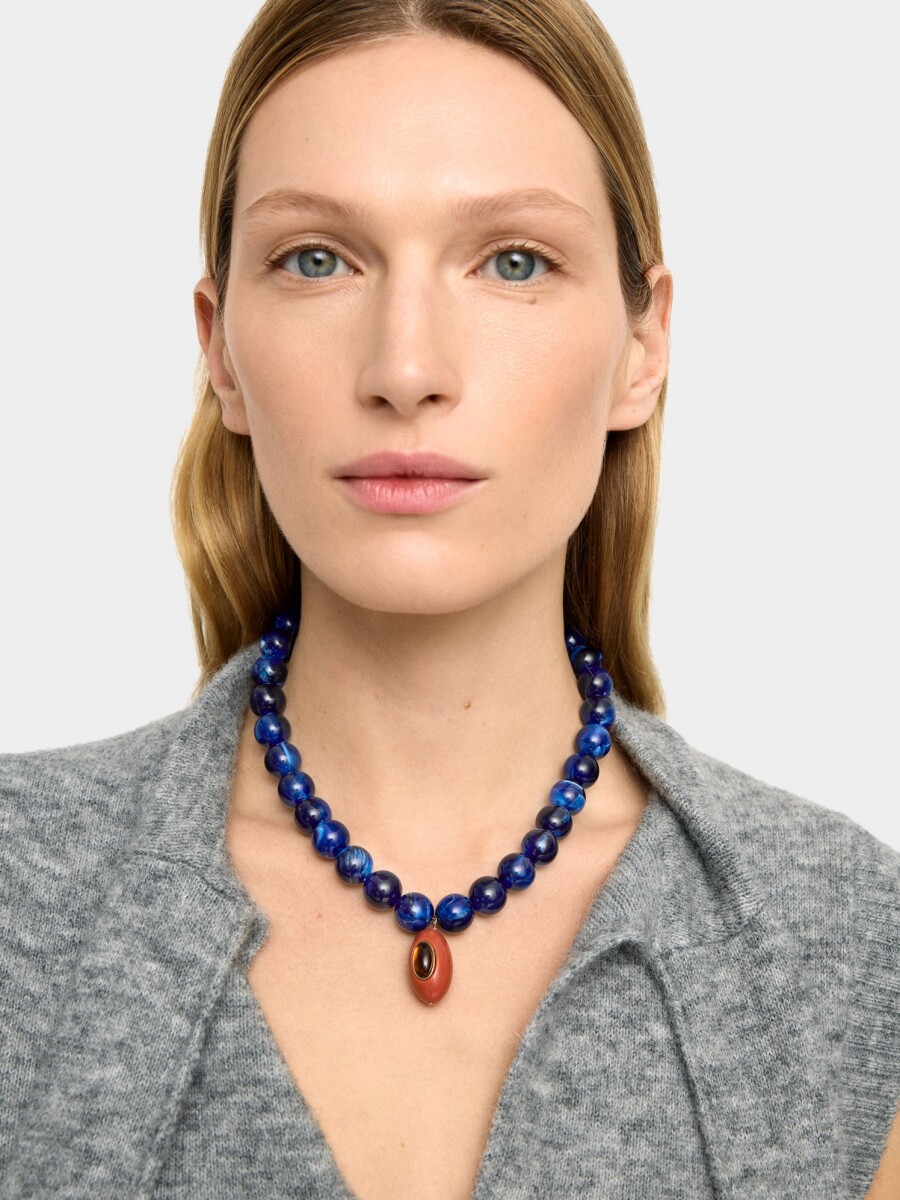 Collar Corto De Cuentas Con Colgante multicolor