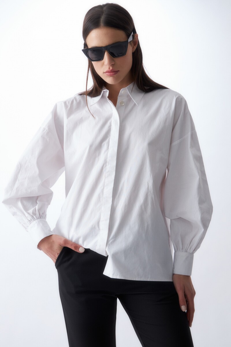 Camisa manga abullonada blanco