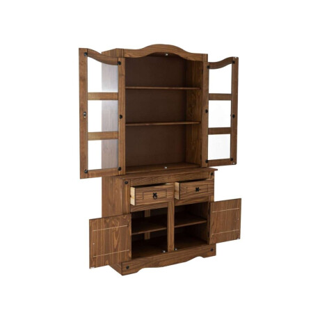 Cristalero 4 Puertas Madera Maciza Linea Mexicana Nogal