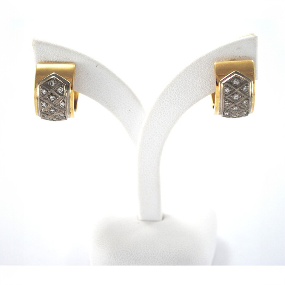 Caravanas Oro 18 Y Brillantes, Tipo Aro En 2 Colores Con Brillantes Caravanas Oro 18 Y Brillantes, Tipo Aro En 2 Colores Con Brillantes