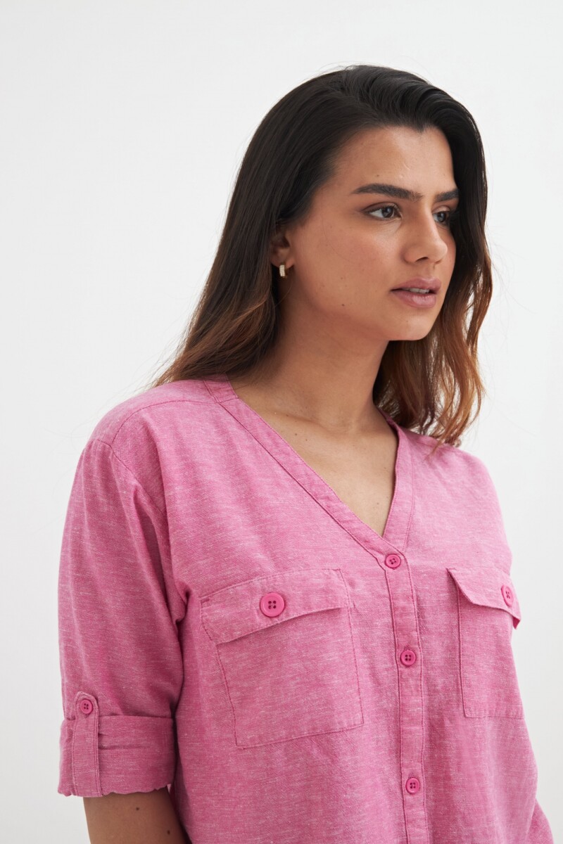 Camisa mangas 3/4 escote en V MORADO