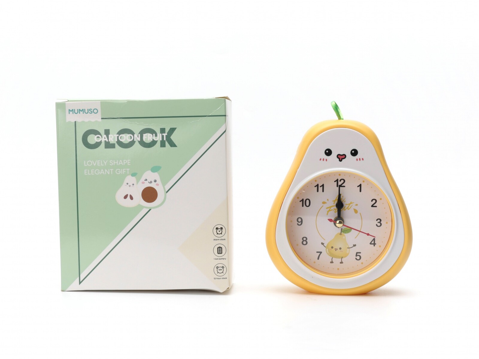 RELOJ DESPERTADOR CON FORMA DE PERA DE DIBUJOS ANIMADOS (AMARILLO) 