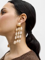 Pendientes Largos Efecto Piedra beige