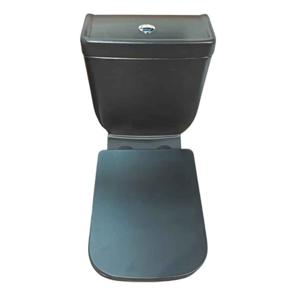 Inodoro largo con mochila Montano Negro Mate Dmc Inodoro Largo Con Mochila Montano Negro Mate Dmc