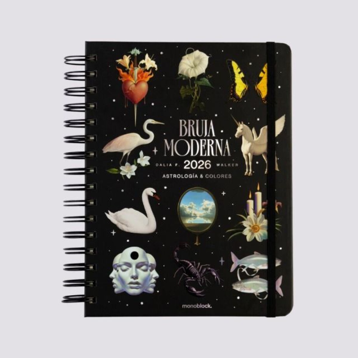 AGENDA MONOBLOCK BRUJA MODERNA A5 2DXH - ANILLADA 2026 - NOCHE 
