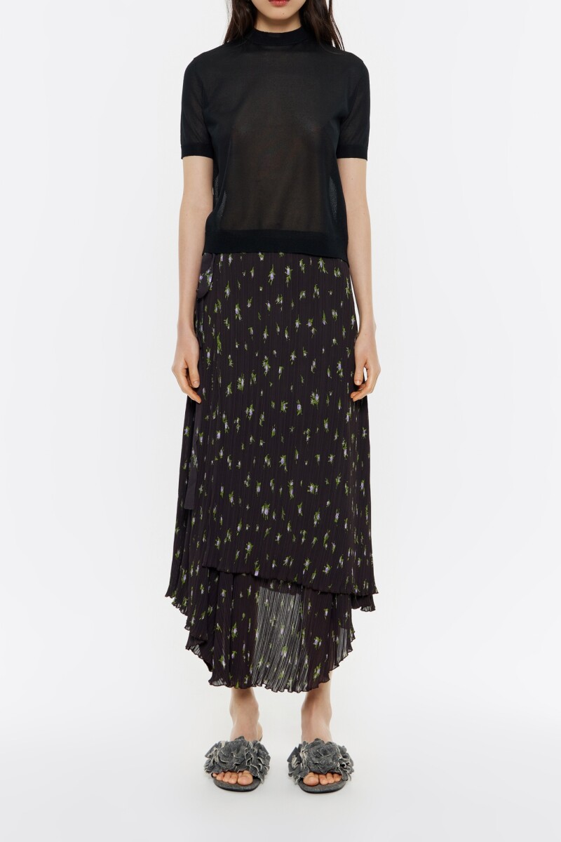 FALDA MIDI PLISADA Negro