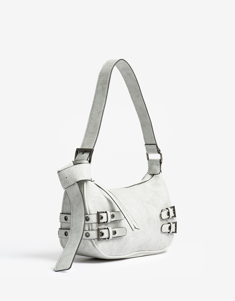 City Cartera City Con Hebillas - Blanco Crudo