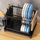 Escurridor de platos dos niveles de metal NEGRO