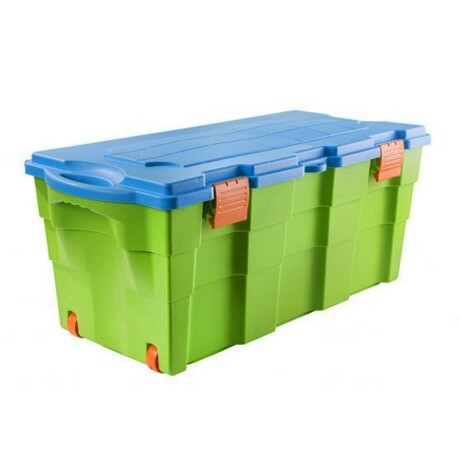 Baúl con Tapa Bisagra Wenco 100 Litros Verde/celeste