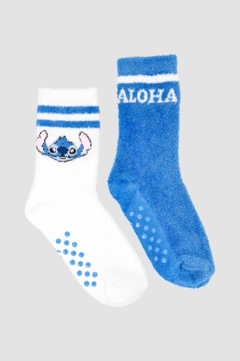 Pack x2 medias chenille infantil media caña con abs lilo - Variante 26 