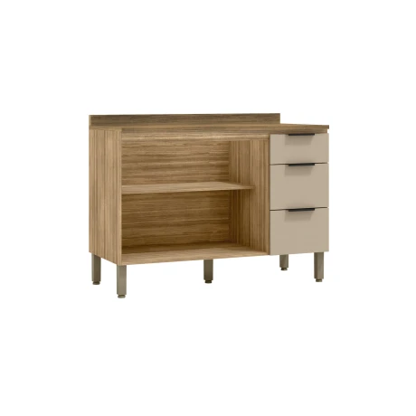 Modulo Bajo Mesada Para Cocina C/Tapa Dos Puertas Tres Cajones De 120 cms. GAMAS DE BEIGE