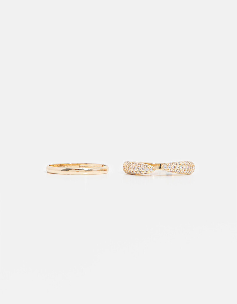 Sets Anillos Strass Set De Anilos Con Cubic - Dorado