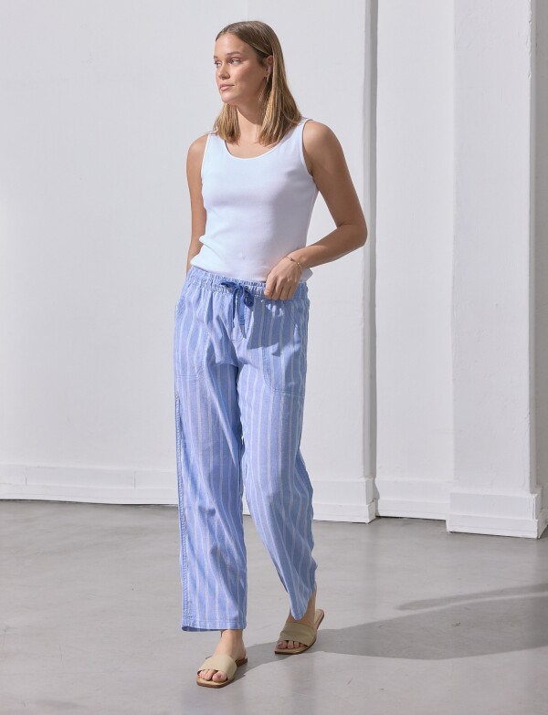 Pantalon Lino CELESTE
