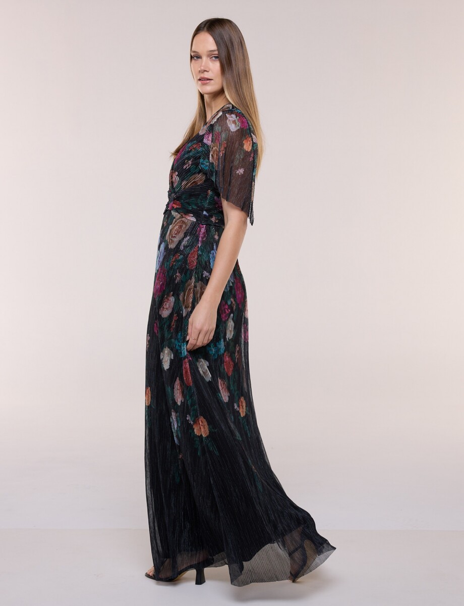 Vestido Noche Floral - Negro/multi 