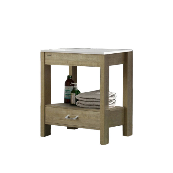 MUEBLE DE BAÑO VANITY MARRÓN CON BACHA BLANCA Mueble De Baño Vanity Marrón Con Bacha Blanca