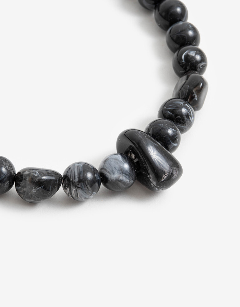 Collares Cortos Resina Collar Con Bolones - Dorado