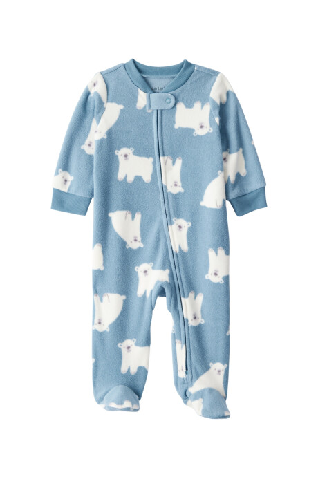 Pijama una pieza de micropolar, con pie, diseño oso polar Sin color