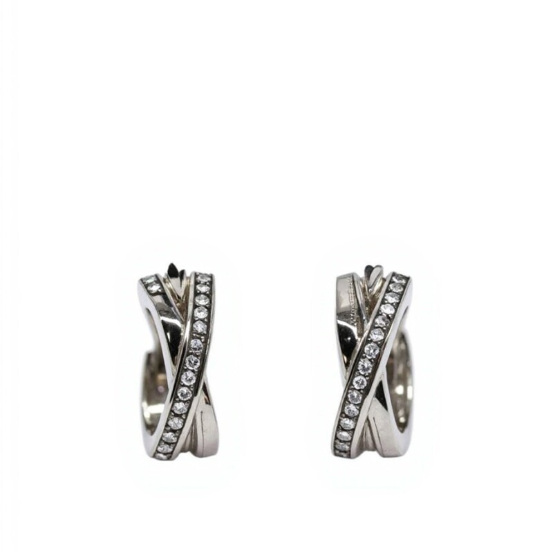 Caravanas Aro Cruzado con Zirconia - Plata 925 - CA4312 sinpiedra