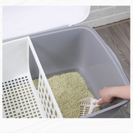 Baño Cerrado Portable Sanitario con Puerta y Pala Gatos Gris