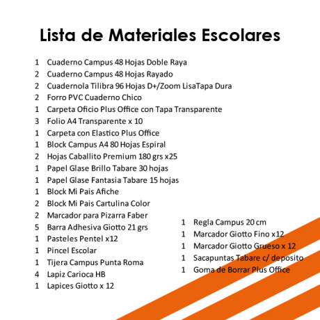 Lista de Materiales Escolares The Anglo School - 1º Carrasco Lista de Materiales Escolares The Anglo School - 1º Carrasco