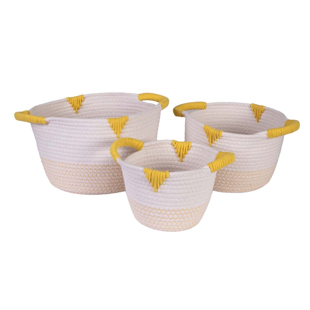 SET DE 3 CESTOS ALGODON AMARILLO B387