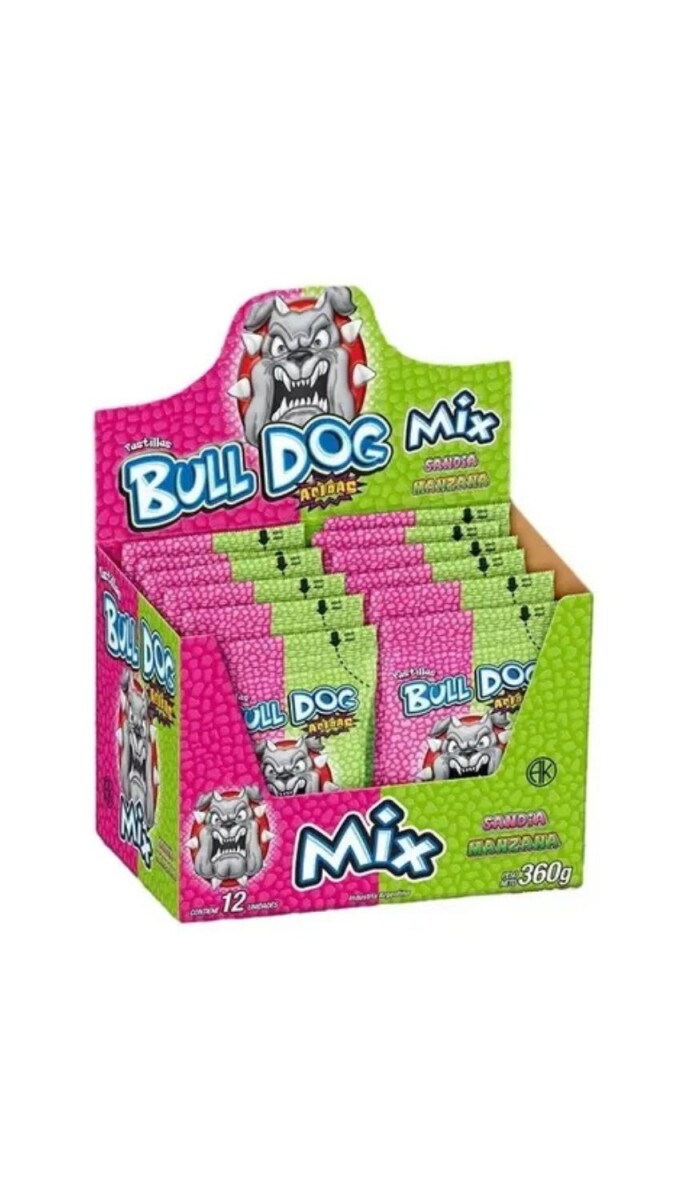 PASTILLAS BULL DOG ACIDAS MIX SANDIA-MANZANA 30GRS DISPLAY X12 