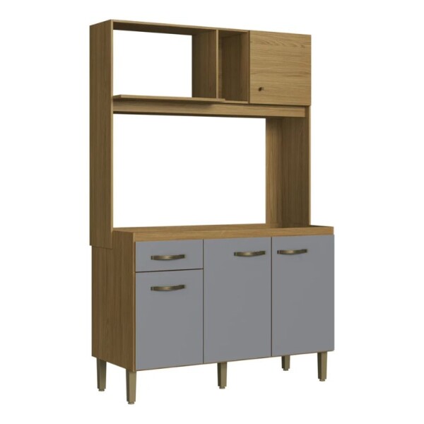 COCINA COMPACTA 4 PUERTAS 1 CAJON 1.22 MT - IPE/GRIS COCINA COMPACTA 4 PUERTAS 1 CAJON 1.22 MT - IPE/GRIS
