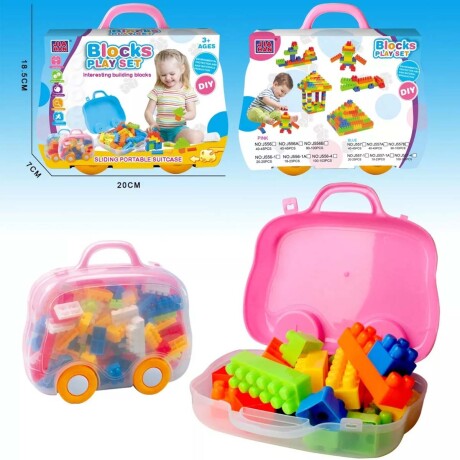 Set de Bloques de Construcción en Valija Viajera 90 Piezas Rosa