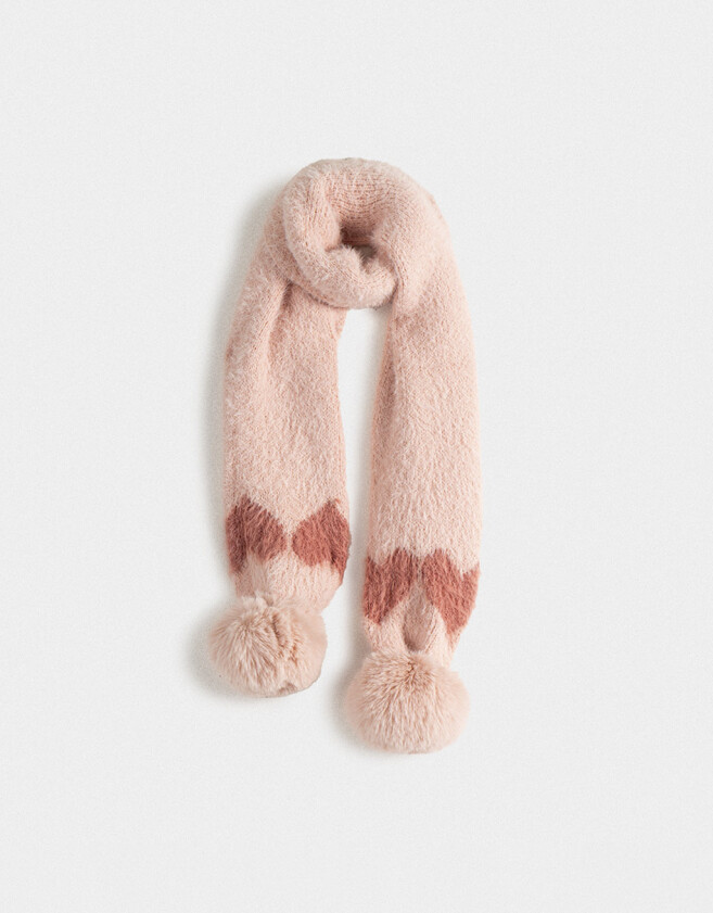 Bufandas y Chalinas Infantiles Con bordado Bufanda Infantil Con Pompones - Rosa Claro