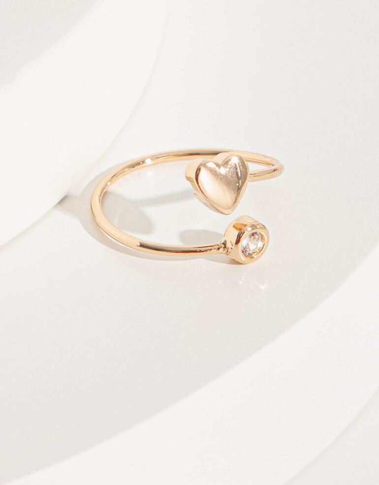 Anillos Chicos Strass Anillo De Metal Corazón Y Strass - Dorado