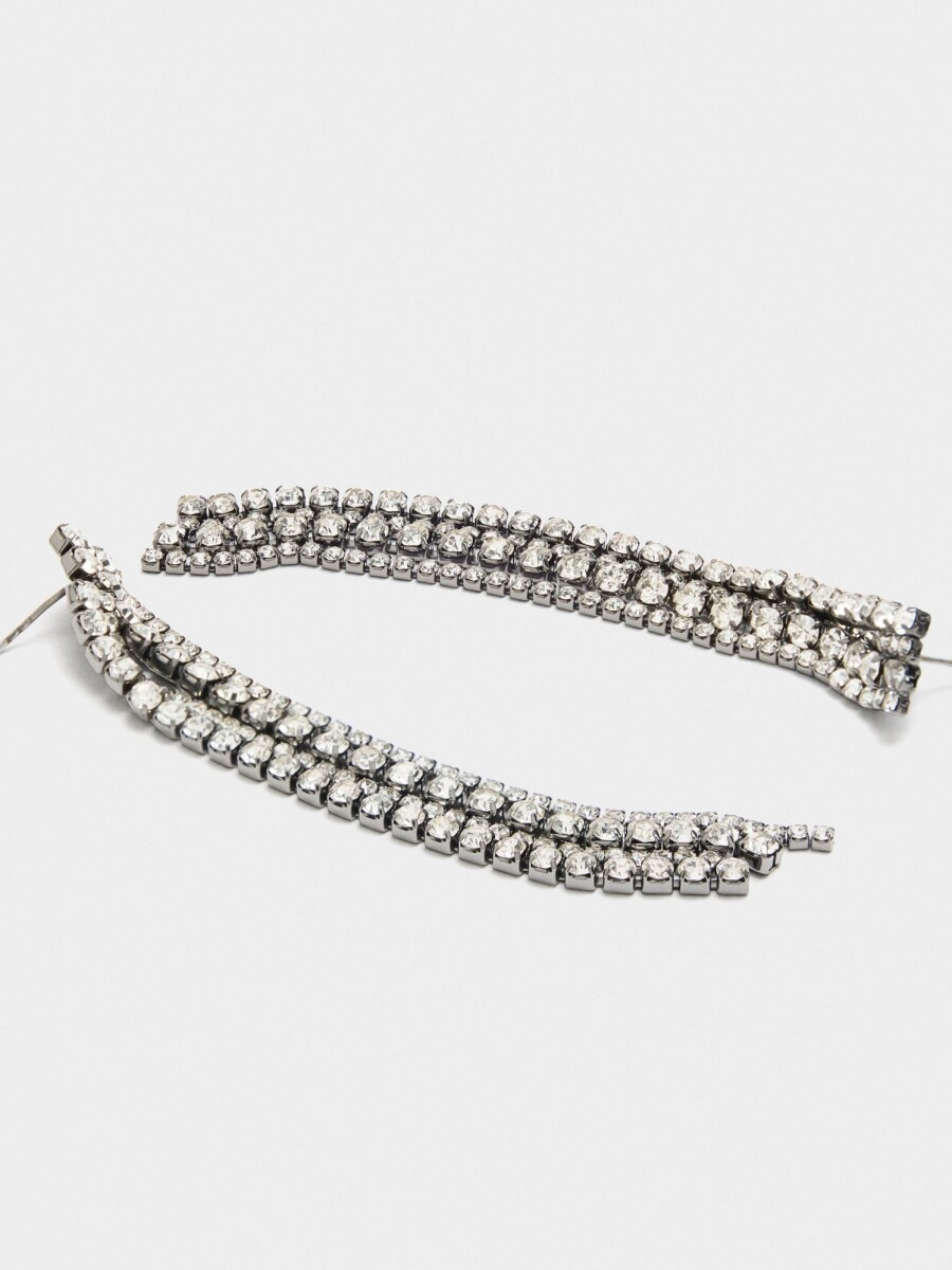 Pendientes Largos De Cadenas Con Cristales plateado