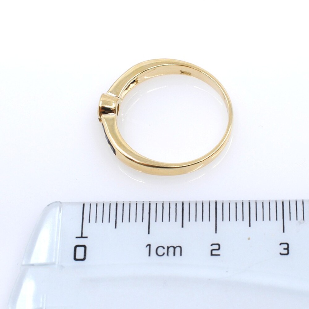 Anillo en oro 18k, brillante y zafiros carré Anillo en oro 18k, brillante y zafiros carré