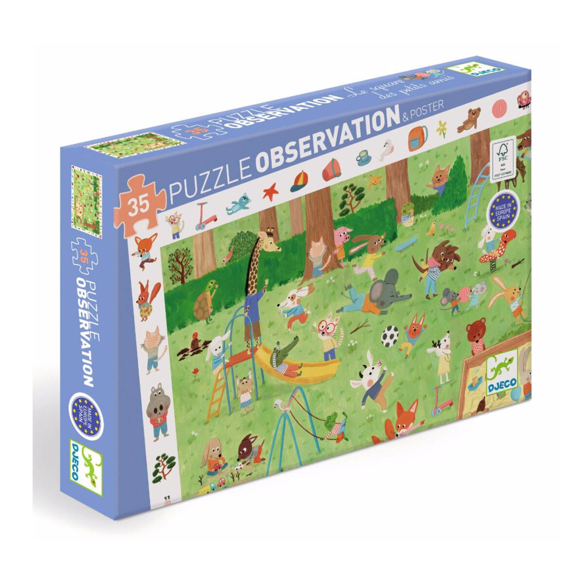 Puzzle de observación 35 piezas Pequeños amigos Djeco 