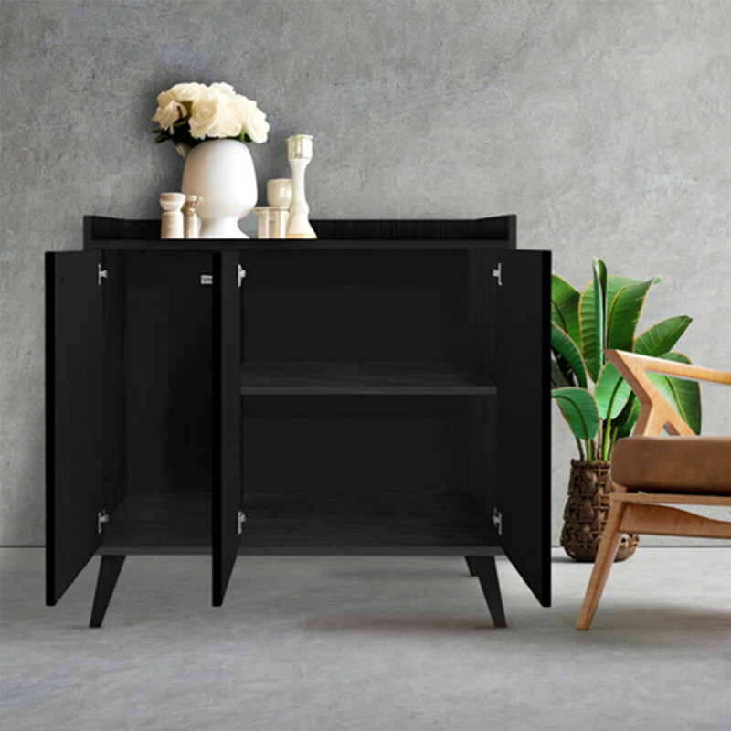 Aparador Bargueño Buffet Living 3p Premium® 15mm Negro Aparador Bargueño Buffet Living 3p Premium® 15mm Negro
