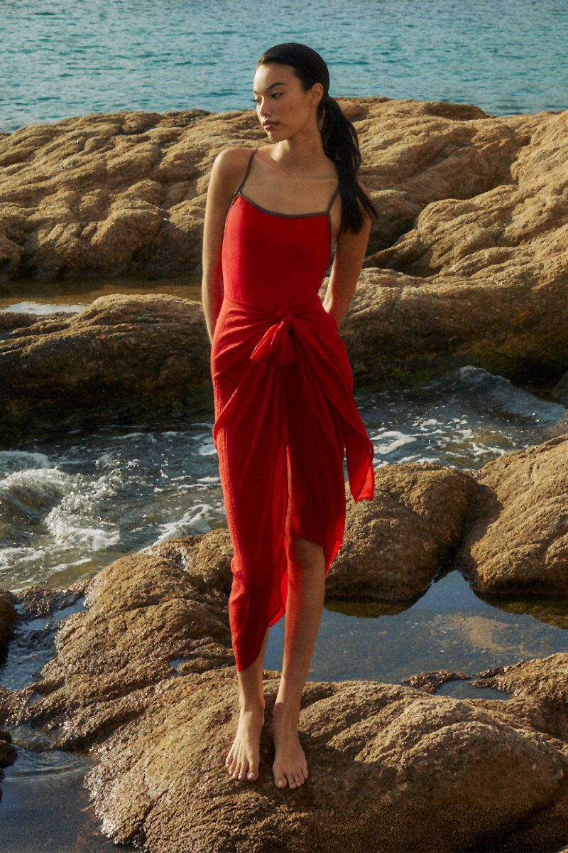 Malla Mallorca con vivos en contraste - rojo 