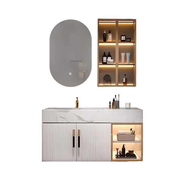 CONJUNTO DE BAÑO HABITARE MODELO LT3001-80 / MUEBLE + BACHA + ESPEJO C/ LUZ LED 500*700 Conjunto De Baño Habitare Modelo Lt3001-80 / Mueble + Bacha + Espejo C/ Luz Led 500*700