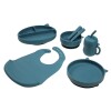 Set De Alimentación De Silicona Carestino Gatito Azul Petroleo