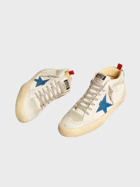 Golden Goose-Botines de cuero acordonados, Mid Star Blanco