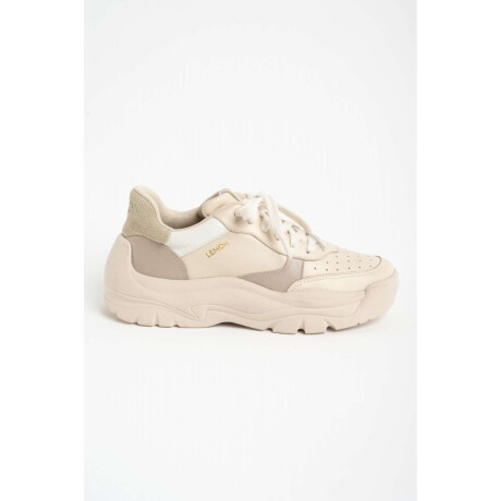 Zapatilla Cuero Combinada Nacar