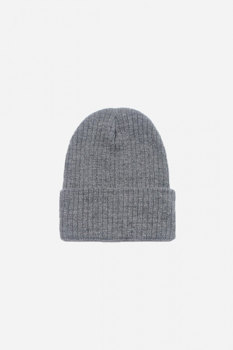 Gorro tejido con lurex GRIS