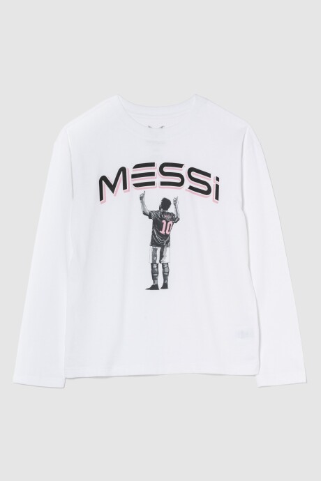Remera Messi Manga Larga Niño New Off White