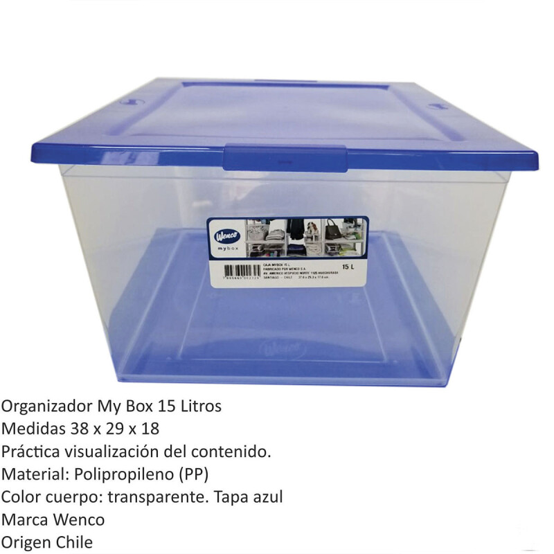 Set x3 Caja organizadora 15 lts Mybox TRANSPARENTE