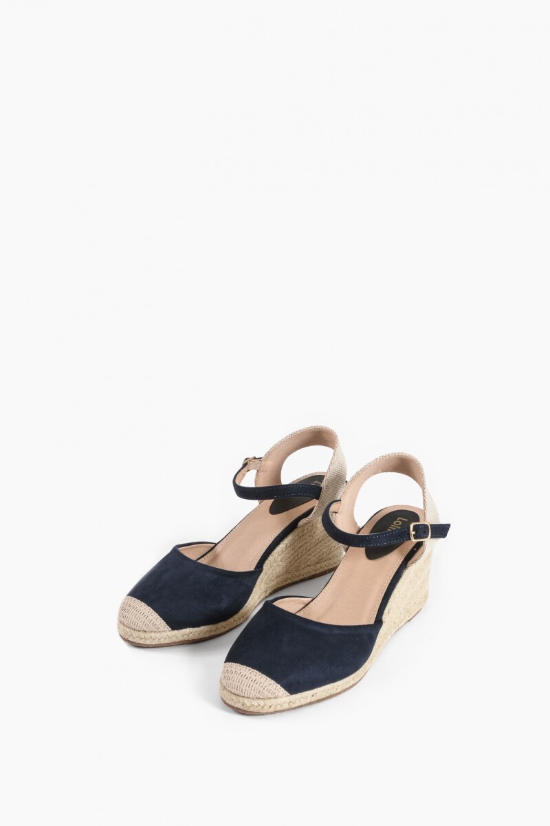 Sandalia con plataforma de yute azul marino