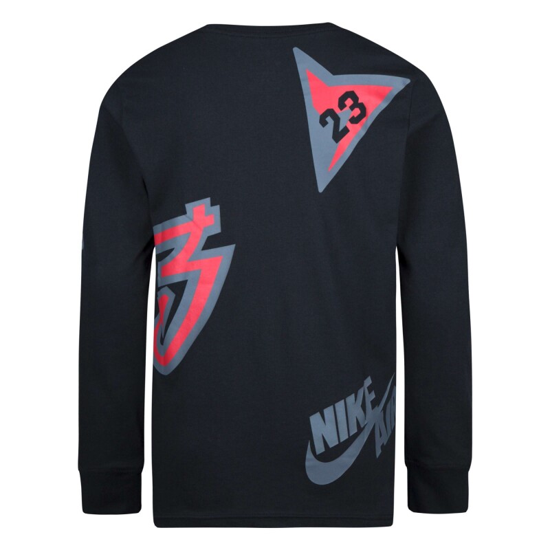 Camiseta All Over Retro L/S Tee de Niño Negro