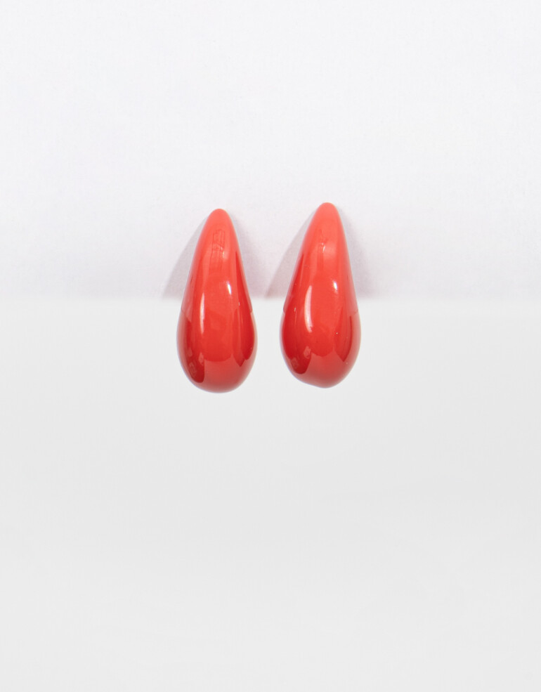 Aros Colgantes Cortos Color Aro Gota Corto Rojo - Rojo Medio