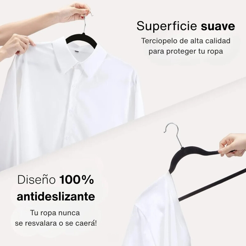 Percha antideslisante de terciopelo NEGRO