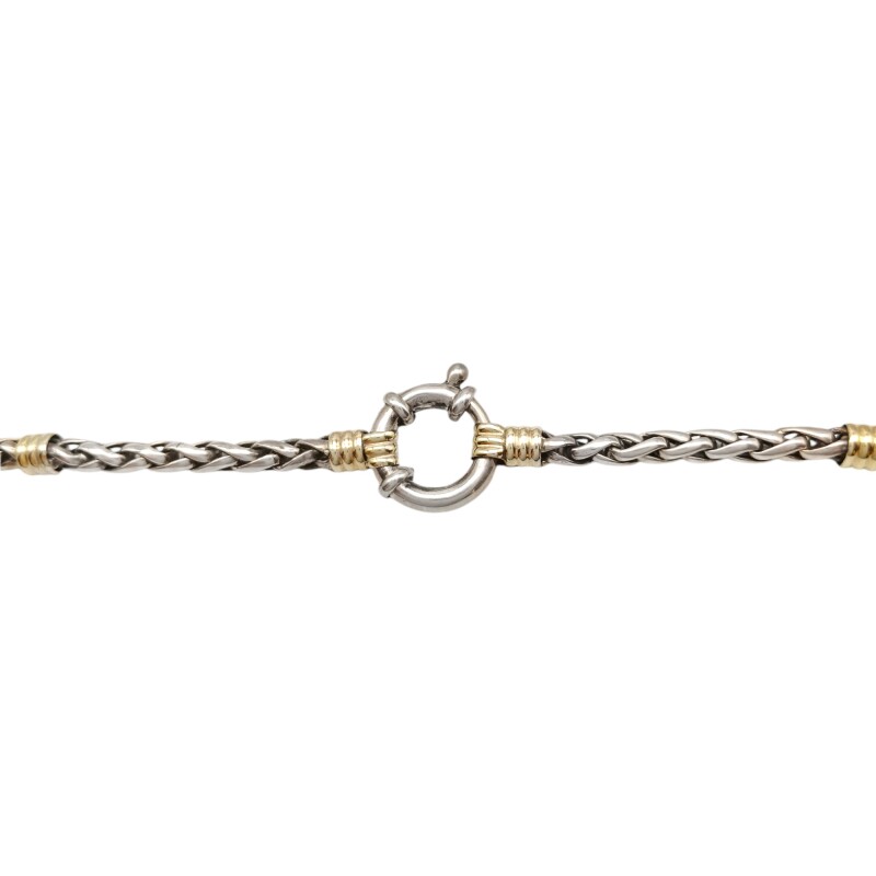 Cadena Espiga-Plata y Oro-Sin piedra-CD5042 sinpiedra